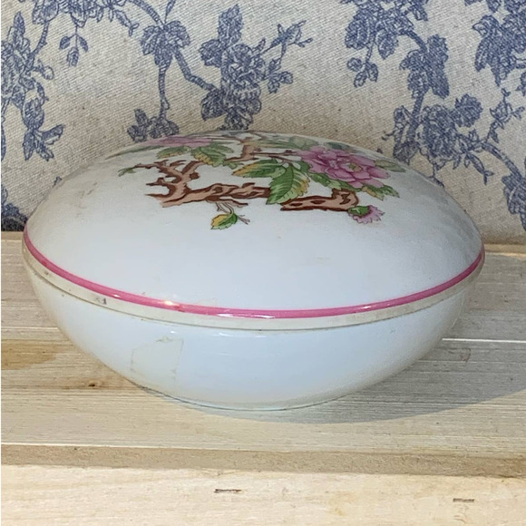 Vintage Elizabeth Arden Powder Bowl Floral Trinket Box - Picture 2 of 5